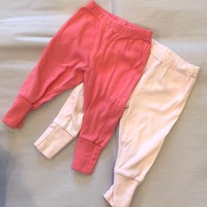 2 Primary signature organic baby pants with convertible footies  (3-6 months)